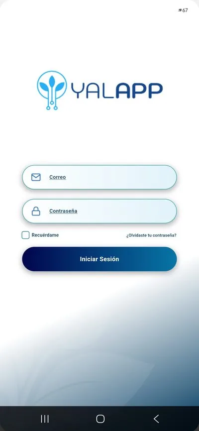 Pantalla de inicio de sesión de la app de campo YALAPP